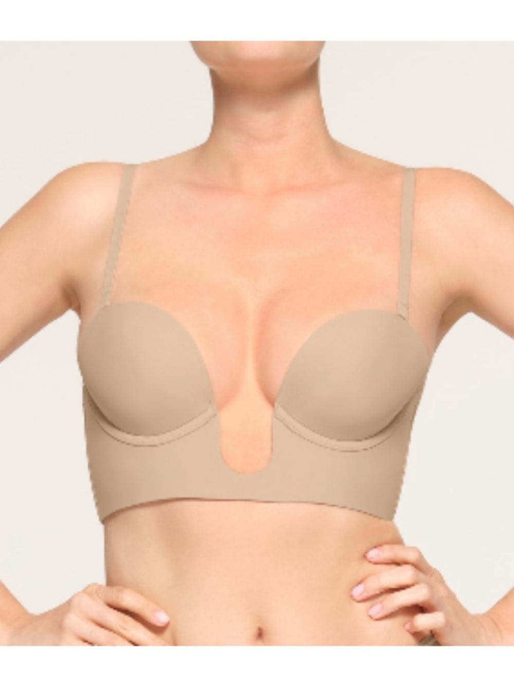 SKIMS Deep Plunge Shapewear Bra – Clay Nude Seamless – Size 3X